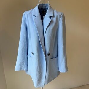 Everlane Light Chambray Blue Drape Drapey Blazer Triacetate Jacket SZ 4 free fit